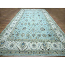 Load image into Gallery viewer, 12&#39;x18&#39;1&quot; Crystal Blue, Agra, Shah Abbas Flower Vines Design, Natural Dyes, Hand Knotted, Luxurious Wool, Denser Weave, Oversized, Oriental Rug FWR456636