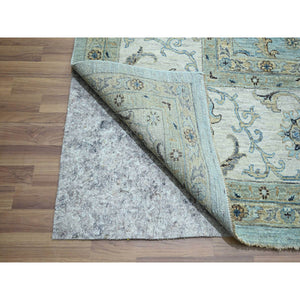 12'x18'1" Crystal Blue, Agra, Shah Abbas Flower Vines Design, Natural Dyes, Hand Knotted, Luxurious Wool, Denser Weave, Oversized, Oriental Rug FWR456636