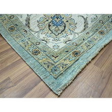 Load image into Gallery viewer, 12&#39;x18&#39;1&quot; Crystal Blue, Agra, Shah Abbas Flower Vines Design, Natural Dyes, Hand Knotted, Luxurious Wool, Denser Weave, Oversized, Oriental Rug FWR456636