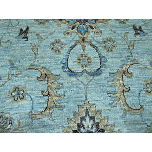 12'x18'1" Crystal Blue, Agra, Shah Abbas Flower Vines Design, Natural Dyes, Hand Knotted, Luxurious Wool, Denser Weave, Oversized, Oriental Rug FWR456636