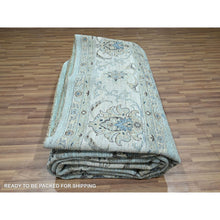 Load image into Gallery viewer, 12&#39;x18&#39;1&quot; Crystal Blue, Agra, Shah Abbas Flower Vines Design, Natural Dyes, Hand Knotted, Luxurious Wool, Denser Weave, Oversized, Oriental Rug FWR456636