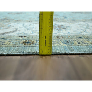 12'x18'1" Crystal Blue, Agra, Shah Abbas Flower Vines Design, Natural Dyes, Hand Knotted, Luxurious Wool, Denser Weave, Oversized, Oriental Rug FWR456636
