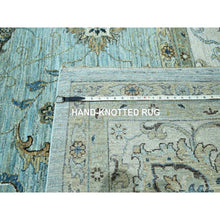 Load image into Gallery viewer, 12&#39;x18&#39;1&quot; Crystal Blue, Agra, Shah Abbas Flower Vines Design, Natural Dyes, Hand Knotted, Luxurious Wool, Denser Weave, Oversized, Oriental Rug FWR456636
