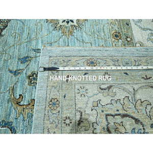 12'x18'1" Crystal Blue, Agra, Shah Abbas Flower Vines Design, Natural Dyes, Hand Knotted, Luxurious Wool, Denser Weave, Oversized, Oriental Rug FWR456636