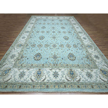 Load image into Gallery viewer, 12&#39;2&quot;x15&#39;3&quot; Sapphire Blue, Agra, Shah Abbas Flower Vines Design, Vegetable Dyes, Hand Knotted, Pure Wool, Denser Weave, Oversized, Oriental Rug FWR456642