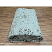 Load image into Gallery viewer, 12&#39;2&quot;x15&#39;3&quot; Sapphire Blue, Agra, Shah Abbas Flower Vines Design, Vegetable Dyes, Hand Knotted, Pure Wool, Denser Weave, Oversized, Oriental Rug FWR456642