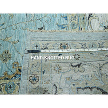 Load image into Gallery viewer, 12&#39;2&quot;x15&#39;3&quot; Sapphire Blue, Agra, Shah Abbas Flower Vines Design, Vegetable Dyes, Hand Knotted, Pure Wool, Denser Weave, Oversized, Oriental Rug FWR456642