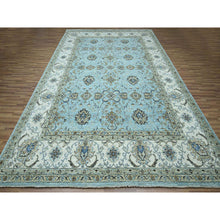 Load image into Gallery viewer, 10&#39;x13&#39;10&quot; Cerulean Blue, Hand Knotted, Agra, Shah Abbas Flower Vines Design, Natural Wool, Veggie Dyes, Denser Weave, Oriental Rug FWR456648