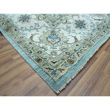 Load image into Gallery viewer, 10&#39;x13&#39;10&quot; Cerulean Blue, Hand Knotted, Agra, Shah Abbas Flower Vines Design, Natural Wool, Veggie Dyes, Denser Weave, Oriental Rug FWR456648