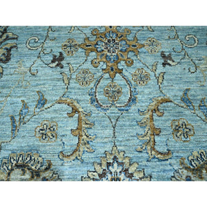 10'x13'10" Cerulean Blue, Hand Knotted, Agra, Shah Abbas Flower Vines Design, Natural Wool, Veggie Dyes, Denser Weave, Oriental Rug FWR456648