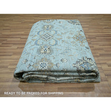 Load image into Gallery viewer, 10&#39;x13&#39;10&quot; Cerulean Blue, Hand Knotted, Agra, Shah Abbas Flower Vines Design, Natural Wool, Veggie Dyes, Denser Weave, Oriental Rug FWR456648