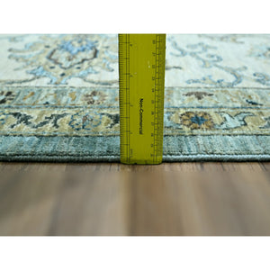 10'x13'10" Cerulean Blue, Hand Knotted, Agra, Shah Abbas Flower Vines Design, Natural Wool, Veggie Dyes, Denser Weave, Oriental Rug FWR456648