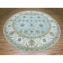 Load image into Gallery viewer, 11&#39;10&quot;x11&#39;10&quot; Sapphire Blue, Agra, Shah Abbas Flower Vines Design, Denser Weave, Veggie Dyes, Hand Knotted, Luxurious Wool, Round, Oriental Rug FWR456660