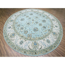 Load image into Gallery viewer, 11&#39;10&quot;x11&#39;10&quot; Sapphire Blue, Agra, Shah Abbas Flower Vines Design, Denser Weave, Veggie Dyes, Hand Knotted, Luxurious Wool, Round, Oriental Rug FWR456660