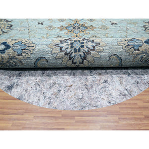 11'10"x11'10" Sapphire Blue, Agra, Shah Abbas Flower Vines Design, Denser Weave, Veggie Dyes, Hand Knotted, Luxurious Wool, Round, Oriental Rug FWR456660
