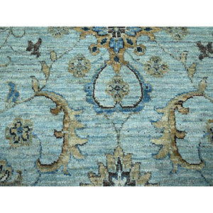 11'10"x11'10" Sapphire Blue, Agra, Shah Abbas Flower Vines Design, Denser Weave, Veggie Dyes, Hand Knotted, Luxurious Wool, Round, Oriental Rug FWR456660