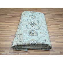 Load image into Gallery viewer, 11&#39;10&quot;x11&#39;10&quot; Sapphire Blue, Agra, Shah Abbas Flower Vines Design, Denser Weave, Veggie Dyes, Hand Knotted, Luxurious Wool, Round, Oriental Rug FWR456660