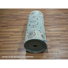 Load image into Gallery viewer, 2&#39;6&quot;x29&#39;10&quot; Morning Blue, Hand Knotted, Agra, Shah Abbas Flower Vines Design, Pure Wool, Natural Dyes, Denser Weave, Xl Runner, Oriental Rug FWR456666