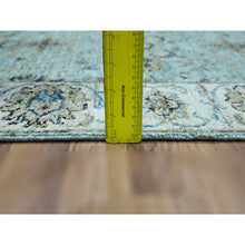 Load image into Gallery viewer, 2&#39;6&quot;x29&#39;10&quot; Morning Blue, Hand Knotted, Agra, Shah Abbas Flower Vines Design, Pure Wool, Natural Dyes, Denser Weave, Xl Runner, Oriental Rug FWR456666