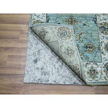 Load image into Gallery viewer, 2&#39;6&quot;x25&#39;7&quot; Cerulean Blue, Pure Wool, Agra, Shah Abbas Flower Vines Design, Vegetable Dyes, Hand Knotted, Denser Weave, XL Runner, Oriental Rug FWR456672