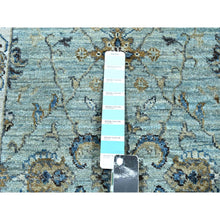 Load image into Gallery viewer, 2&#39;6&quot;x25&#39;7&quot; Cerulean Blue, Pure Wool, Agra, Shah Abbas Flower Vines Design, Vegetable Dyes, Hand Knotted, Denser Weave, XL Runner, Oriental Rug FWR456672