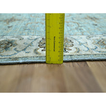 Load image into Gallery viewer, 2&#39;6&quot;x25&#39;7&quot; Cerulean Blue, Pure Wool, Agra, Shah Abbas Flower Vines Design, Vegetable Dyes, Hand Knotted, Denser Weave, XL Runner, Oriental Rug FWR456672