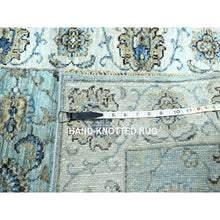 Load image into Gallery viewer, 2&#39;6&quot;x25&#39;7&quot; Cerulean Blue, Pure Wool, Agra, Shah Abbas Flower Vines Design, Vegetable Dyes, Hand Knotted, Denser Weave, XL Runner, Oriental Rug FWR456672