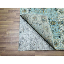 Load image into Gallery viewer, 2&#39;9&quot;x24&#39;3&quot; Mist Blue, Natural Dyes, Agra, Shah Abbas Flower Vines Design, Luxurious Wool, Hand Knotted, Denser Weave, Xl Runner, Oriental Rug FWR456678