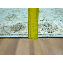 Load image into Gallery viewer, 2&#39;9&quot;x24&#39;3&quot; Mist Blue, Natural Dyes, Agra, Shah Abbas Flower Vines Design, Luxurious Wool, Hand Knotted, Denser Weave, Xl Runner, Oriental Rug FWR456678