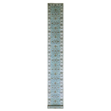 Load image into Gallery viewer, 2&#39;7&quot;x22&#39; Sky Blue, Natural Dyes, Hand Knotted, Agra, Shah Abbas Flower Vines Design, Pure Wool, Denser Weave, XL Runner, Oriental Rug FWR456684