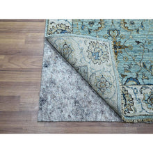 Load image into Gallery viewer, 2&#39;7&quot;x22&#39; Sky Blue, Natural Dyes, Hand Knotted, Agra, Shah Abbas Flower Vines Design, Pure Wool, Denser Weave, XL Runner, Oriental Rug FWR456684