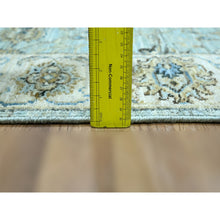 Load image into Gallery viewer, 2&#39;7&quot;x22&#39; Sky Blue, Natural Dyes, Hand Knotted, Agra, Shah Abbas Flower Vines Design, Pure Wool, Denser Weave, XL Runner, Oriental Rug FWR456684