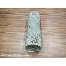 Load image into Gallery viewer, 2&#39;6&quot;x15&#39;9&quot; Cerulean Blue, Hand Knotted, Agra, Shah Abbas Flower Vines Design, Veggie Dyes, Pure Wool, Denser Weave, Xl Runner, Oriental Rug FWR456690