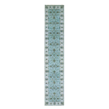 Load image into Gallery viewer, 2&#39;7&quot;x14&#39; Morning Blue, Agra, Shah Abbas Flower Vines Design, Luxurious Wool, Veggie Dyes, Hand Knotted, Denser Weave, Runner, Oriental Rug FWR456696