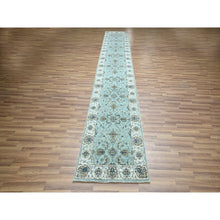Load image into Gallery viewer, 2&#39;7&quot;x14&#39; Morning Blue, Agra, Shah Abbas Flower Vines Design, Luxurious Wool, Veggie Dyes, Hand Knotted, Denser Weave, Runner, Oriental Rug FWR456696
