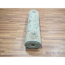 Load image into Gallery viewer, 2&#39;7&quot;x14&#39; Morning Blue, Agra, Shah Abbas Flower Vines Design, Luxurious Wool, Veggie Dyes, Hand Knotted, Denser Weave, Runner, Oriental Rug FWR456696