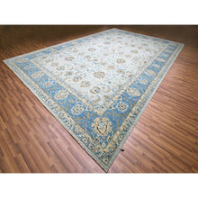 Load image into Gallery viewer, 12&#39;x18&#39; Crystal Blue, All Over Shah Abbas Flower Design, Veggie Dyes, Denser Weave, Agra, Pure Wool, Hand Knotted, Oversized, Oriental Rug FWR456726