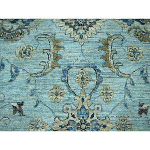 12'x18' Crystal Blue, All Over Shah Abbas Flower Design, Veggie Dyes, Denser Weave, Agra, Pure Wool, Hand Knotted, Oversized, Oriental Rug FWR456726