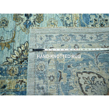 Load image into Gallery viewer, 12&#39;x18&#39; Crystal Blue, All Over Shah Abbas Flower Design, Veggie Dyes, Denser Weave, Agra, Pure Wool, Hand Knotted, Oversized, Oriental Rug FWR456726