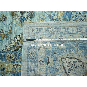 12'x18' Crystal Blue, All Over Shah Abbas Flower Design, Veggie Dyes, Denser Weave, Agra, Pure Wool, Hand Knotted, Oversized, Oriental Rug FWR456726
