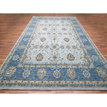Load image into Gallery viewer, 9&#39;10&quot;x13&#39;9&quot; Celeste Blue, Shah Abbas Flower Pattern, Natural Dyes, Denser Weave, Traditional Agra Design, Pure Wool, Hand Knotted, Oriental Rug FWR456732