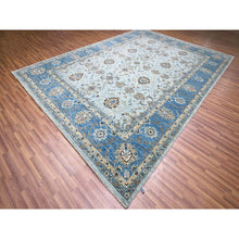 Load image into Gallery viewer, 9&#39;10&quot;x13&#39;9&quot; Celeste Blue, Shah Abbas Flower Pattern, Natural Dyes, Denser Weave, Traditional Agra Design, Pure Wool, Hand Knotted, Oriental Rug FWR456732