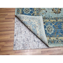 Load image into Gallery viewer, 9&#39;10&quot;x13&#39;9&quot; Celeste Blue, Shah Abbas Flower Pattern, Natural Dyes, Denser Weave, Traditional Agra Design, Pure Wool, Hand Knotted, Oriental Rug FWR456732