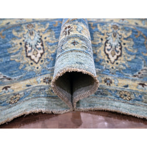 9'10"x13'9" Celeste Blue, Shah Abbas Flower Pattern, Natural Dyes, Denser Weave, Traditional Agra Design, Pure Wool, Hand Knotted, Oriental Rug FWR456732