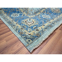 Load image into Gallery viewer, 9&#39;10&quot;x13&#39;9&quot; Celeste Blue, Shah Abbas Flower Pattern, Natural Dyes, Denser Weave, Traditional Agra Design, Pure Wool, Hand Knotted, Oriental Rug FWR456732