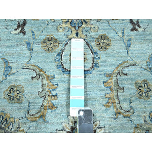 9'10"x13'9" Celeste Blue, Shah Abbas Flower Pattern, Natural Dyes, Denser Weave, Traditional Agra Design, Pure Wool, Hand Knotted, Oriental Rug FWR456732