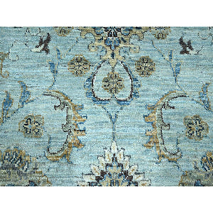 9'10"x13'9" Celeste Blue, Shah Abbas Flower Pattern, Natural Dyes, Denser Weave, Traditional Agra Design, Pure Wool, Hand Knotted, Oriental Rug FWR456732