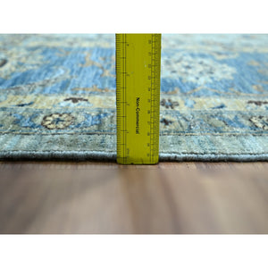 9'10"x13'9" Celeste Blue, Shah Abbas Flower Pattern, Natural Dyes, Denser Weave, Traditional Agra Design, Pure Wool, Hand Knotted, Oriental Rug FWR456732