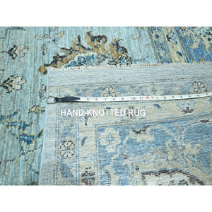9'10"x13'9" Celeste Blue, Shah Abbas Flower Pattern, Natural Dyes, Denser Weave, Traditional Agra Design, Pure Wool, Hand Knotted, Oriental Rug FWR456732