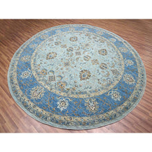 Load image into Gallery viewer, 10&#39;x10&#39; Light Cyan Blue, Agra, All Over Shah Abbas Flower Design, Veggie Dyes, Densely Woven, Natural Wool, Hand Knotted, Round, Oriental Rug FWR456738